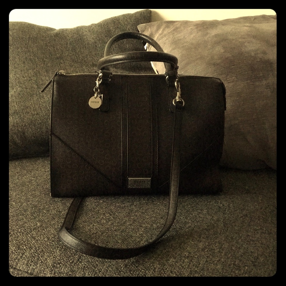 Brown Jacquard Guess Satchel